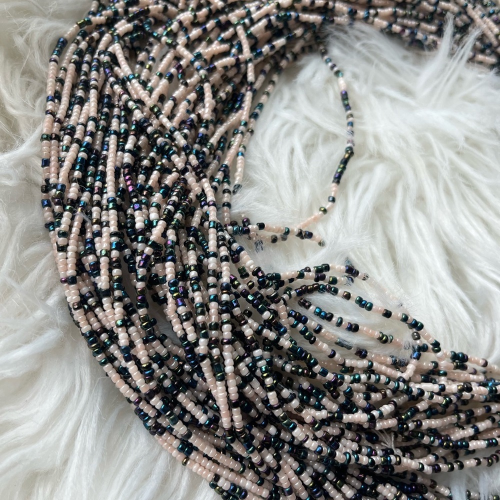 Waist beads TIE ON. Creamy reflective sparkle